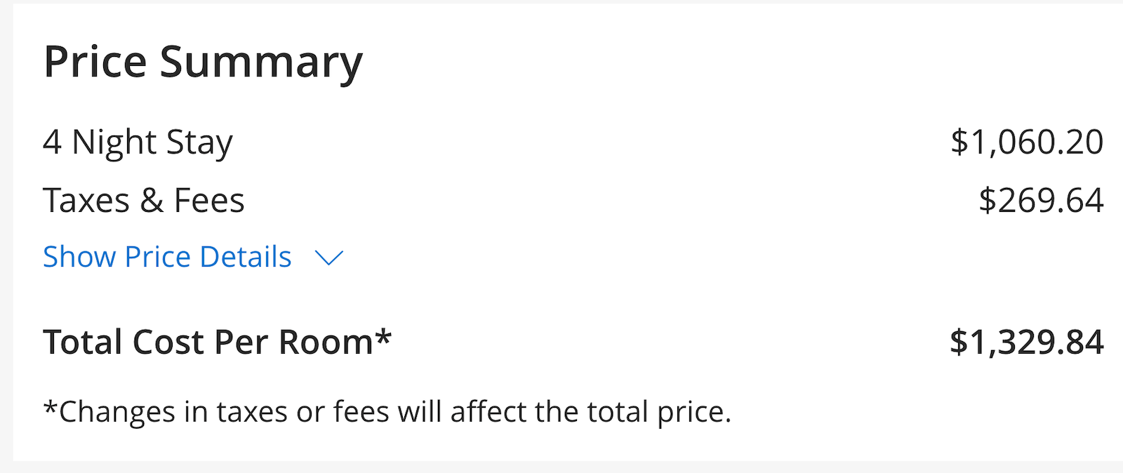 Hyatt booking screenshot
