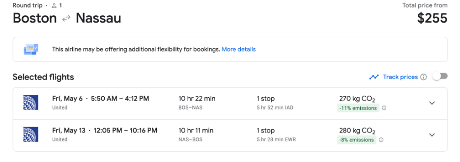 Boston to Nassau Roundtrip