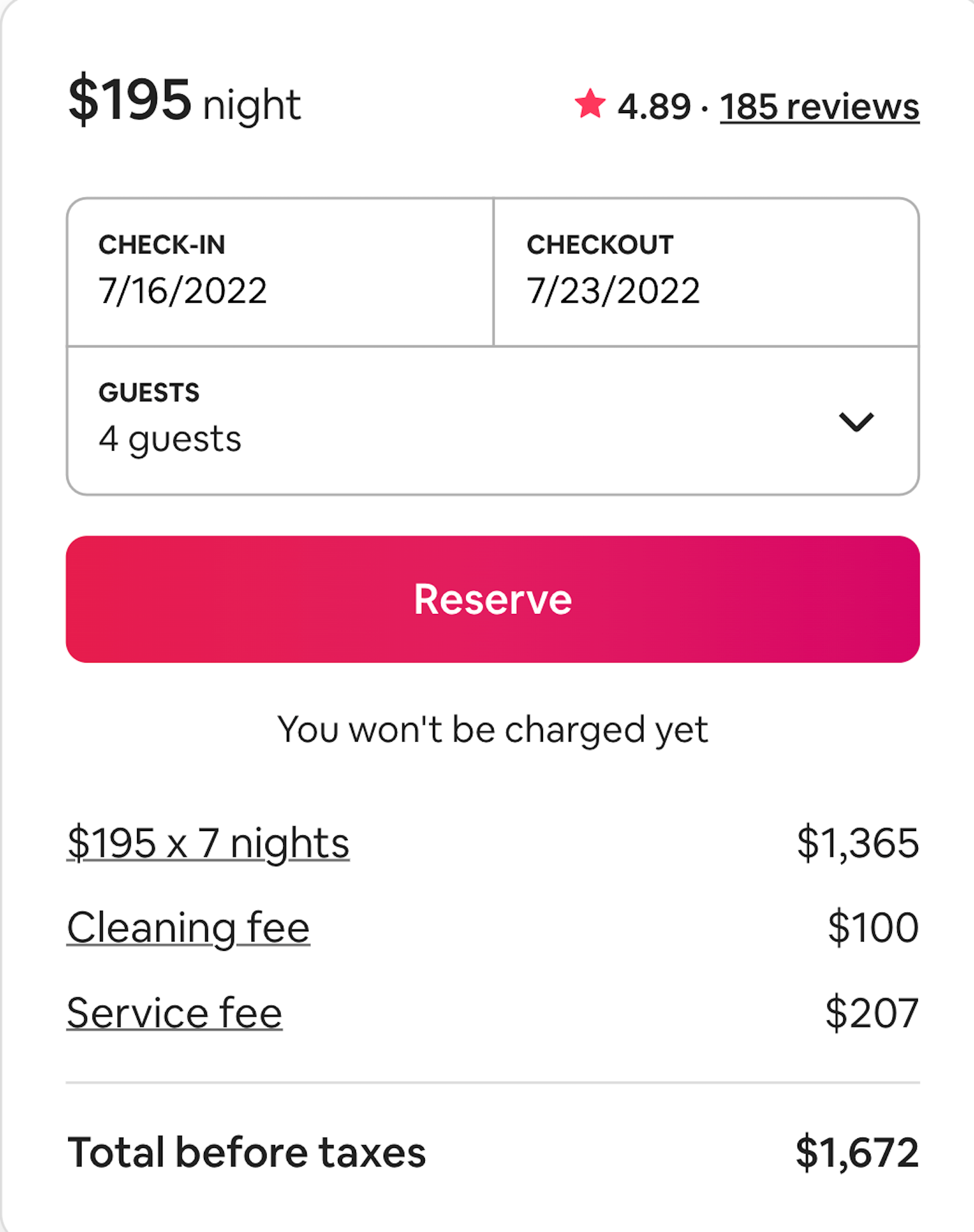 costa rica air bnb screenshot