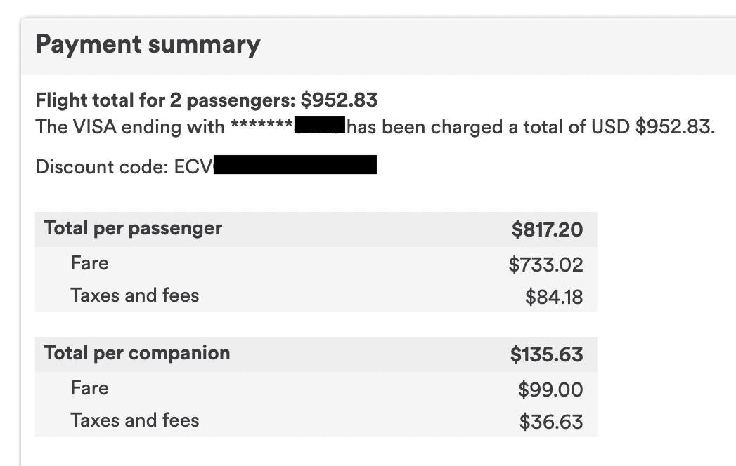 pricing for 2 passengers when using the Alaska Airlines companion fare
