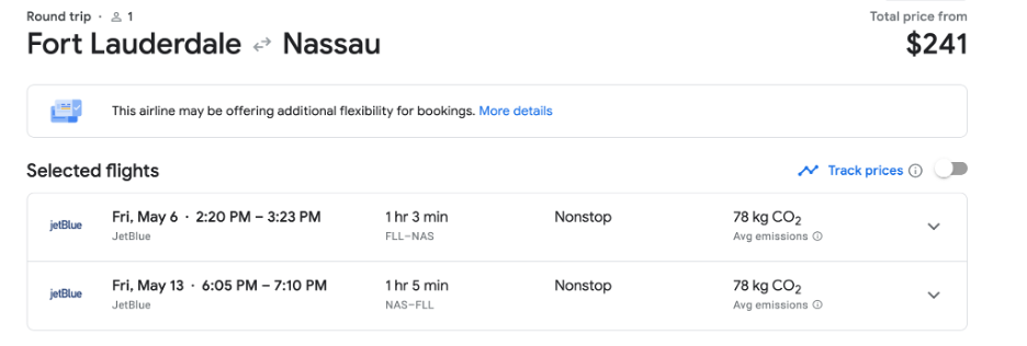 Fort Lauderdale to Nassau roundtrip