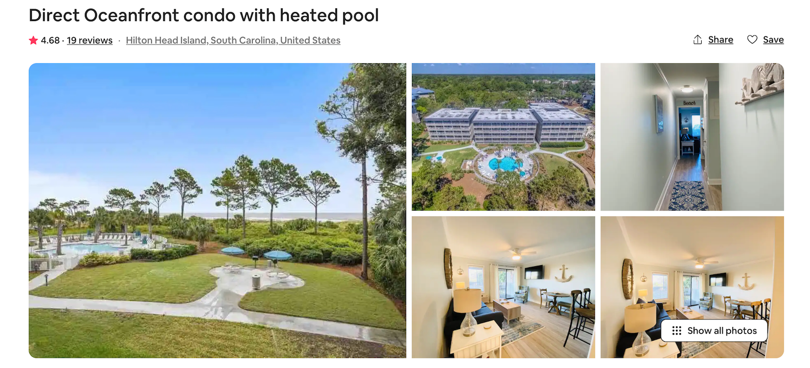 Hilton Head Airbnb screenshot