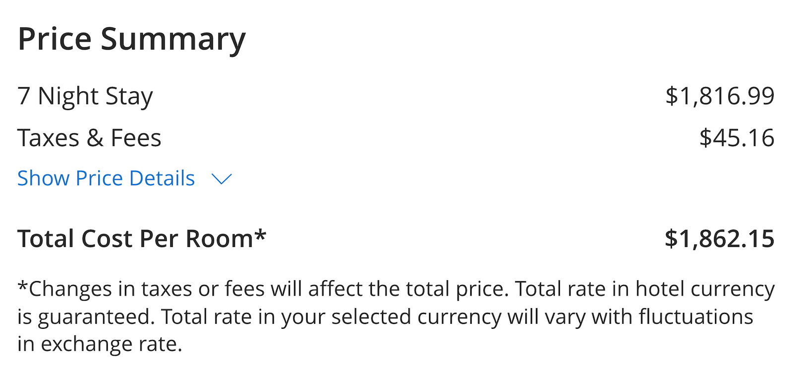 Hyatt Rome booking screenshot