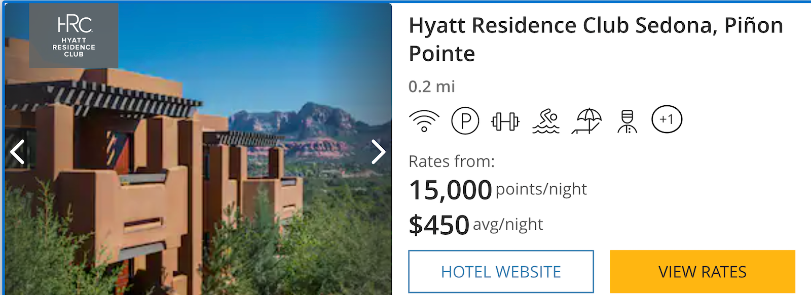 Hyatt booking screenshot