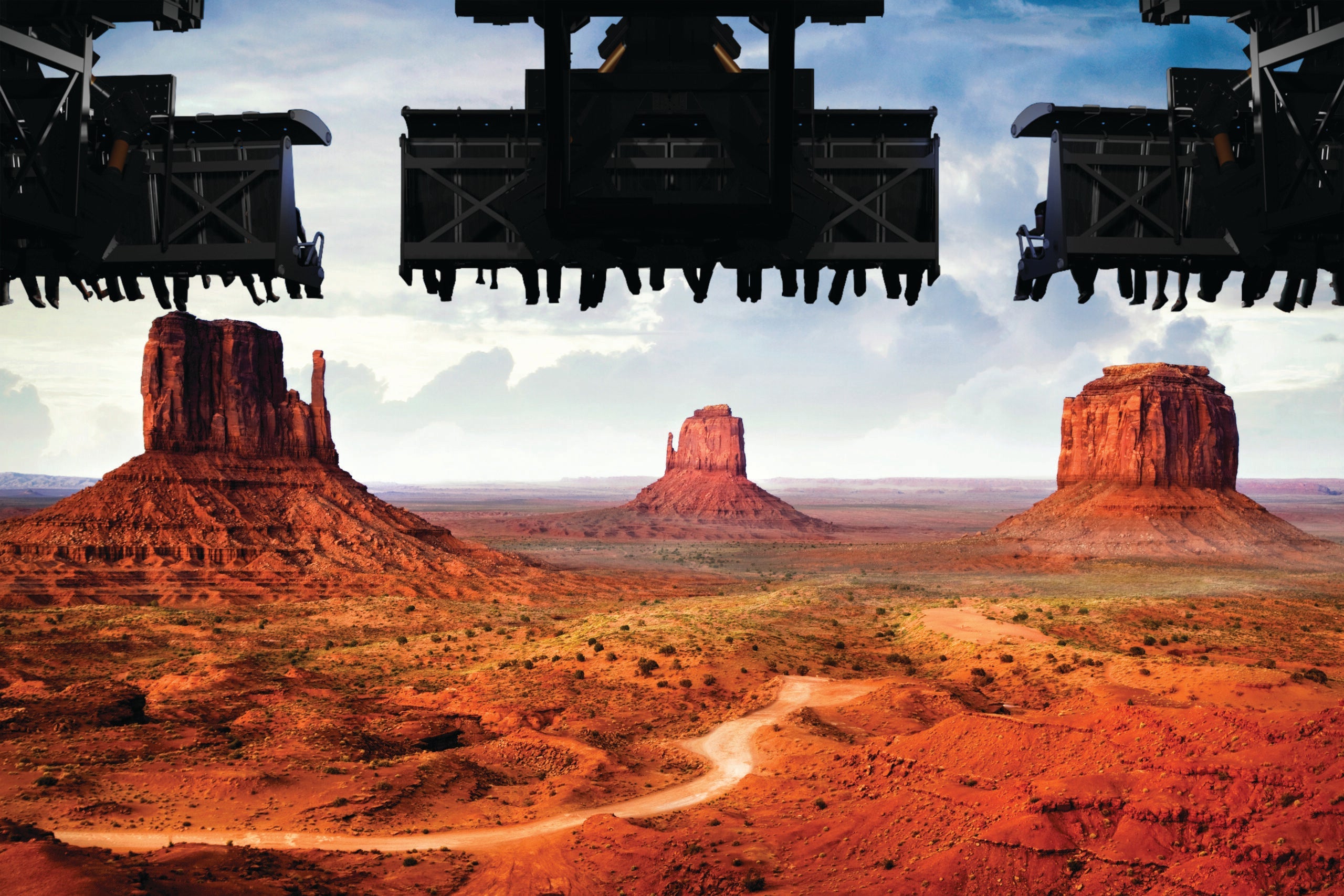 Guests riding FlyOver attraction in Las Vegas