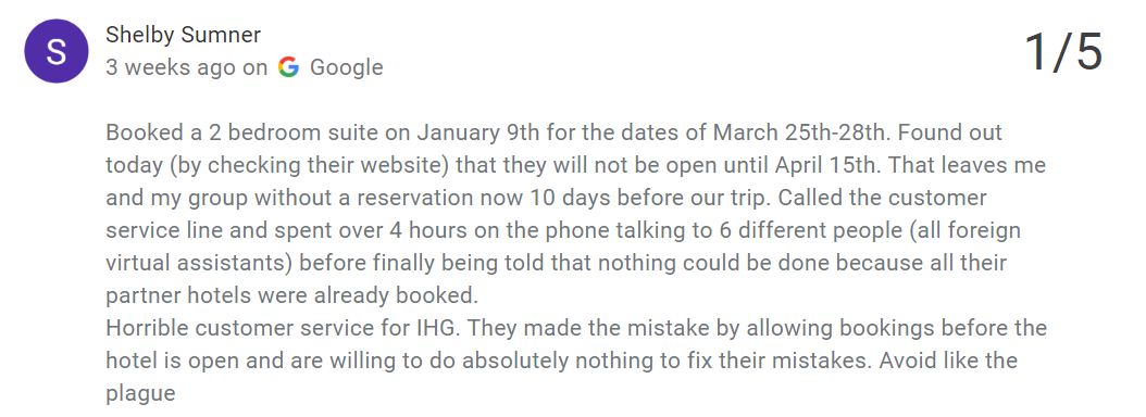 Google review of Atwell Suites Miami
