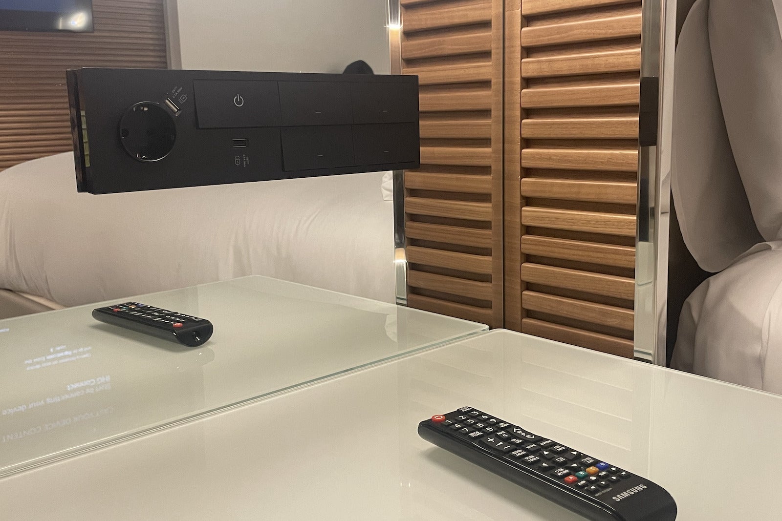 wall plug and lights in hotel room