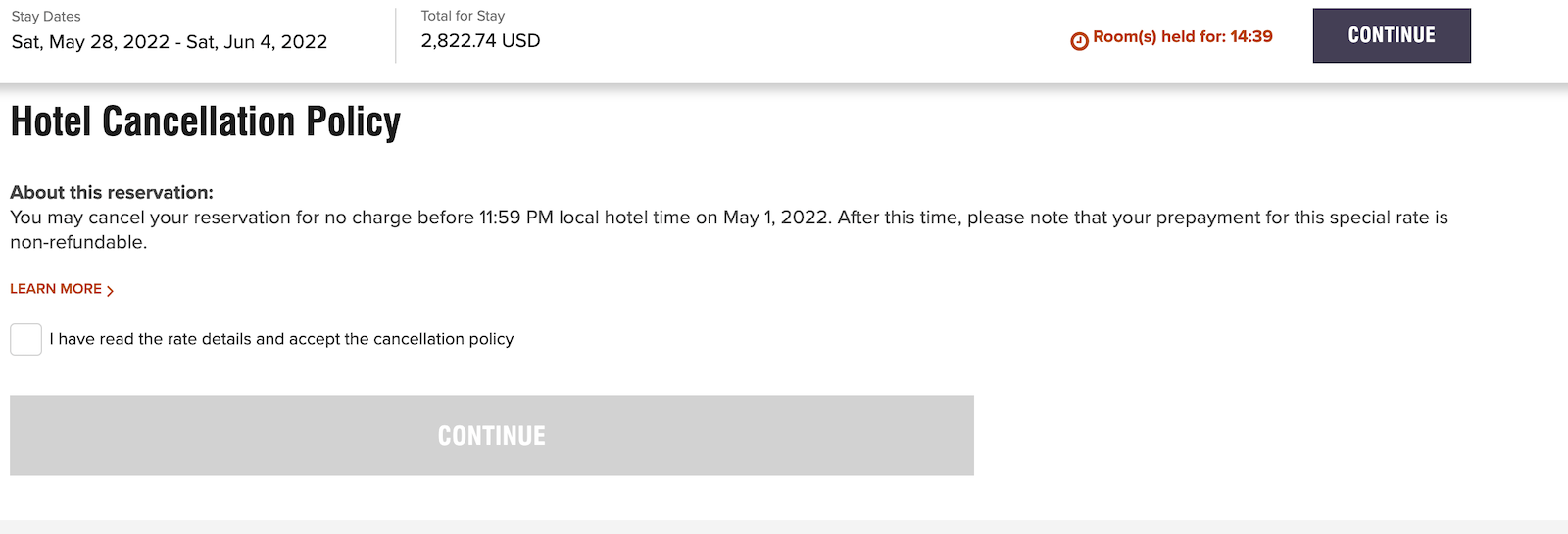 marriott booking screenshot