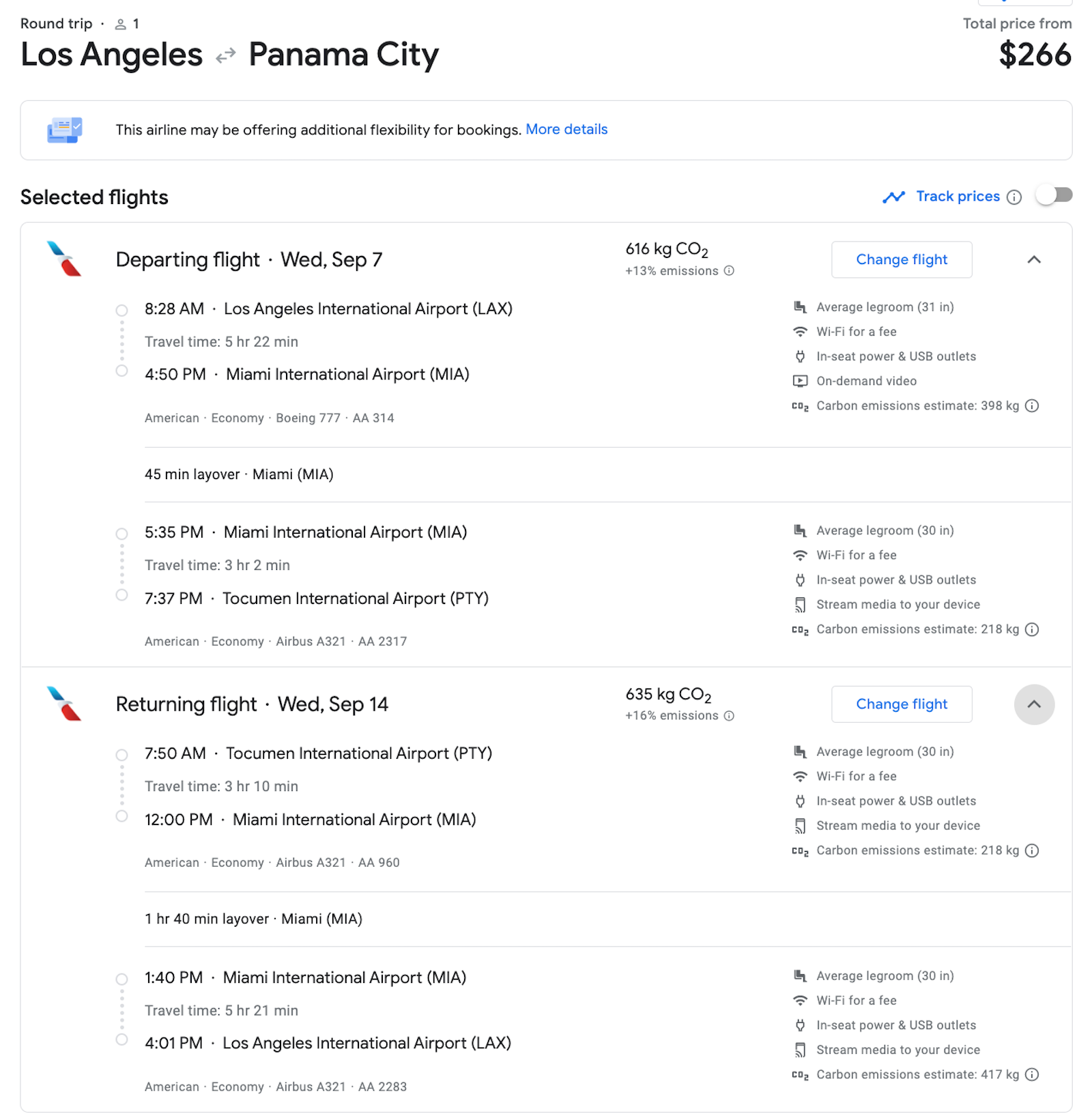 LAX PTY booking screenshot