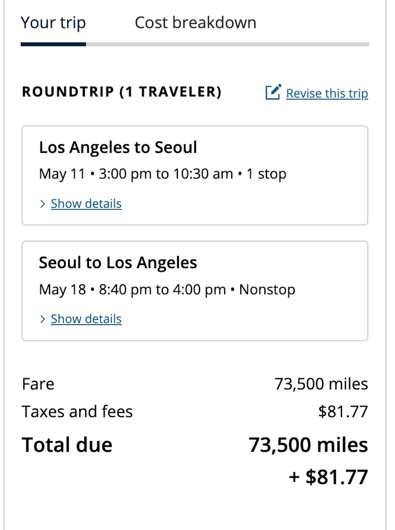 United booking south korea