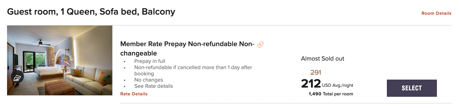 Marriott vc los suenos booking screenshot