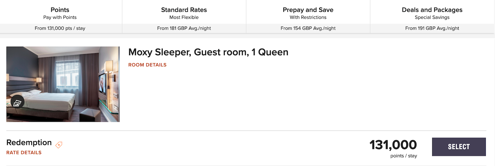 Marriott booking screenshot