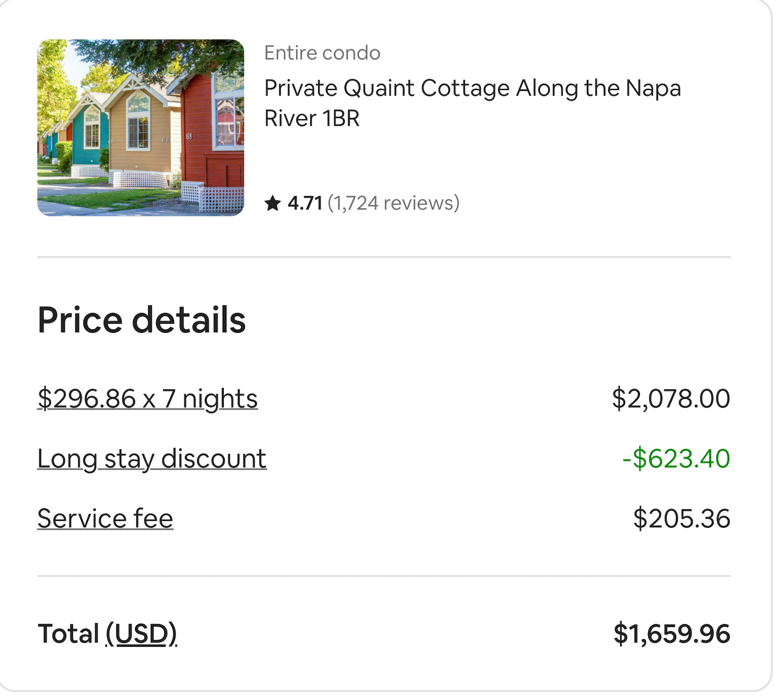 air bnb booking screenshot