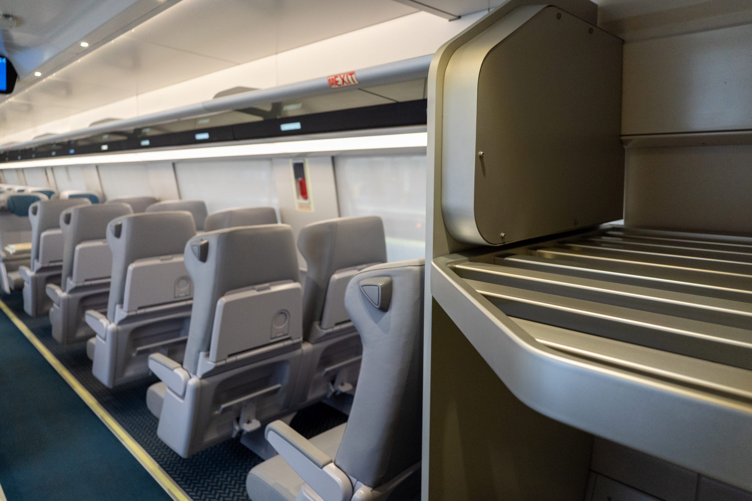 luggage rack in business class on new Acela train