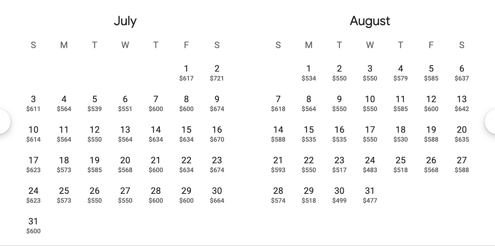 google flights ny to london price calendar