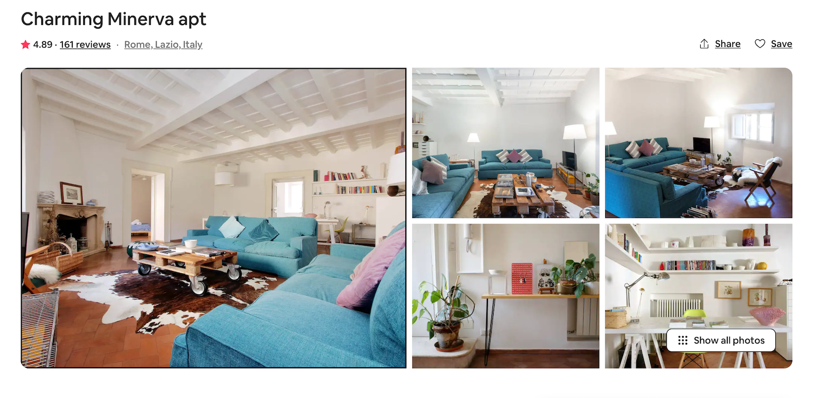 Rome Airbnb booking screenshot