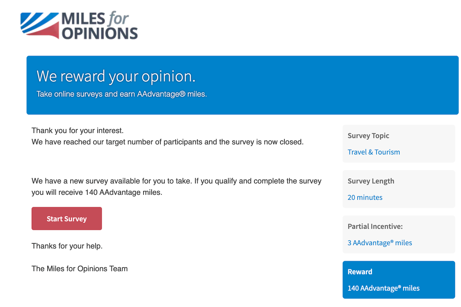 miles for opinion screenshot