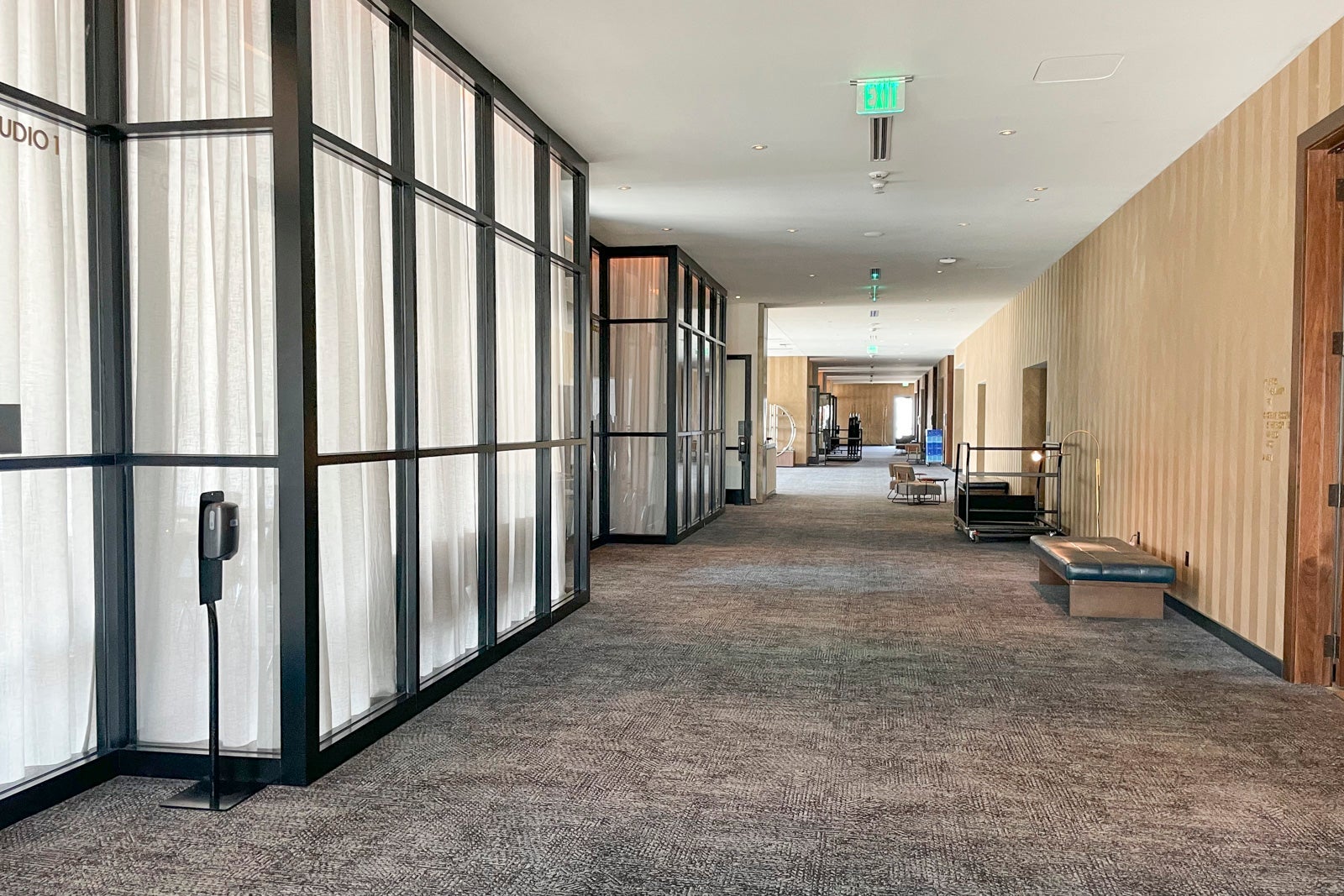long hallway with conference rooms