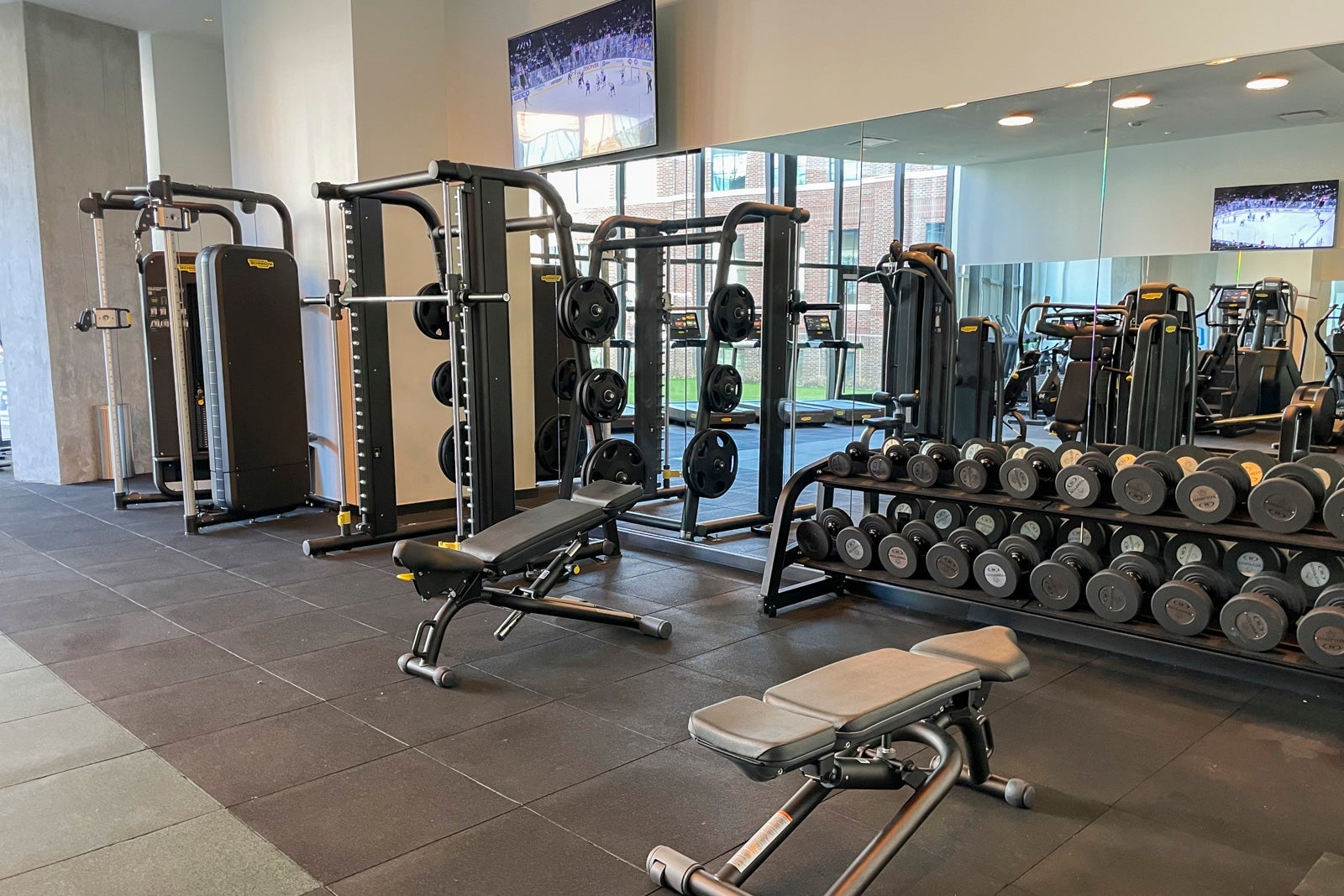 hotel gym with weights