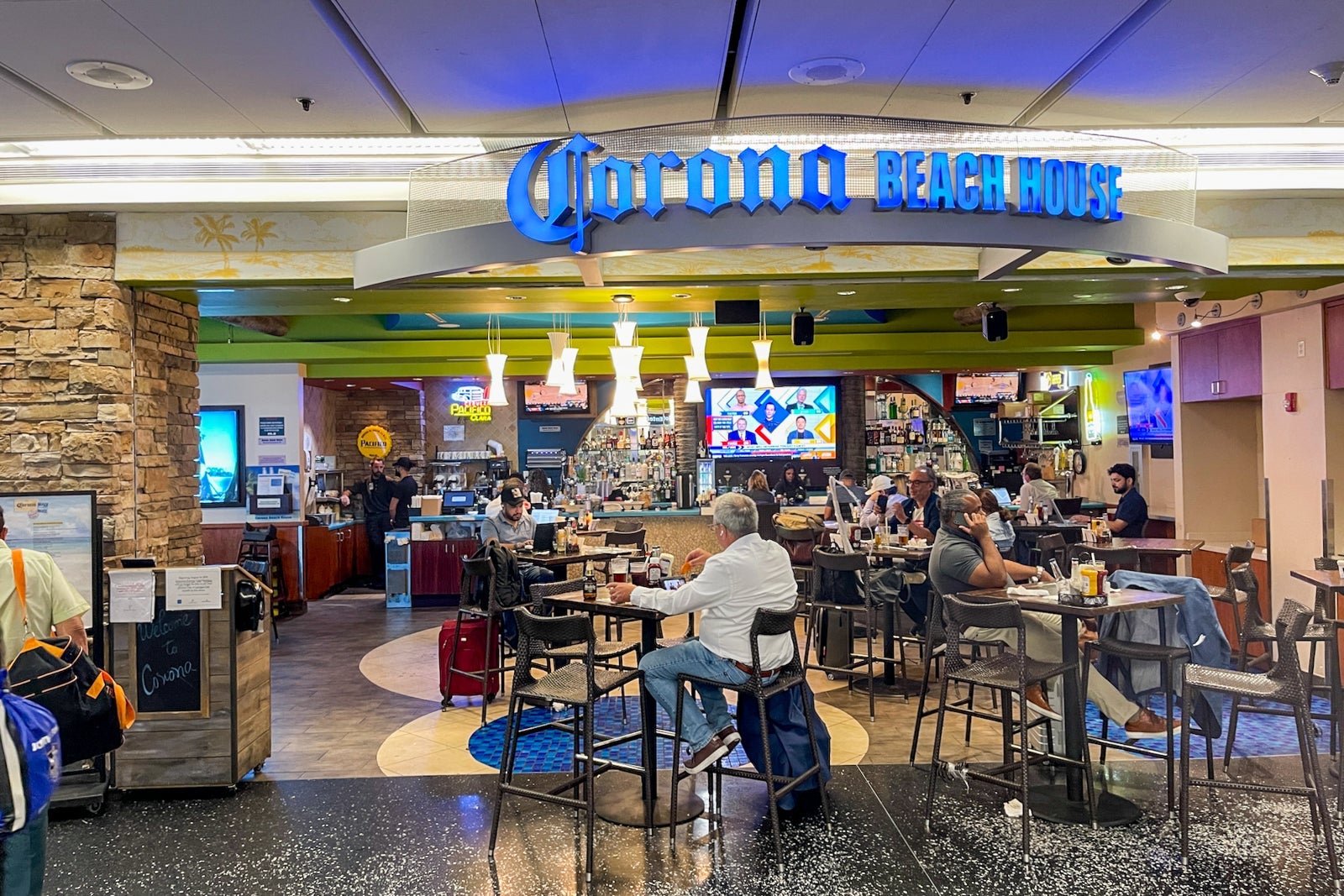a restaurant entrance and bar