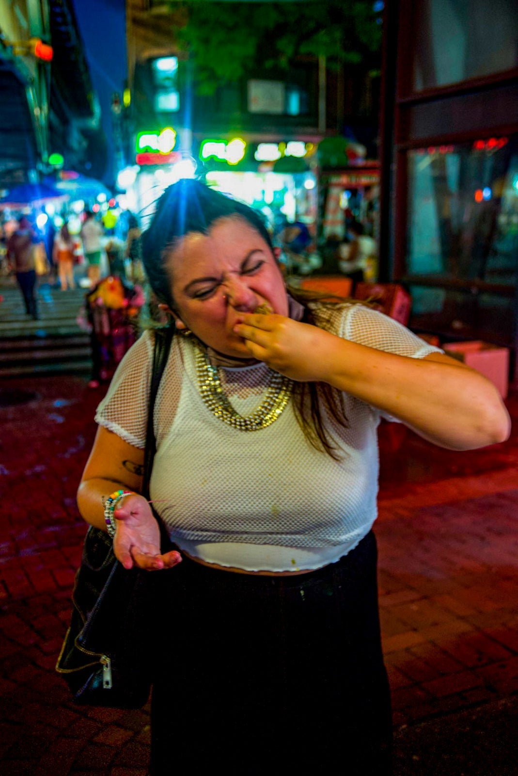 sampling street. food in Queens