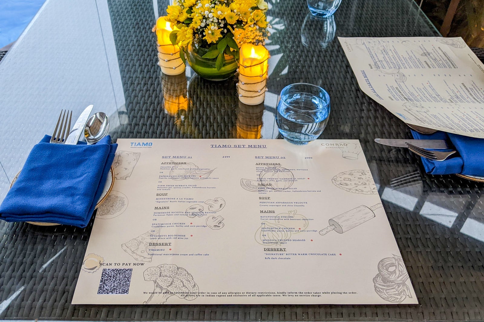 Hilton Conrad Bengaluru Tiamo menu