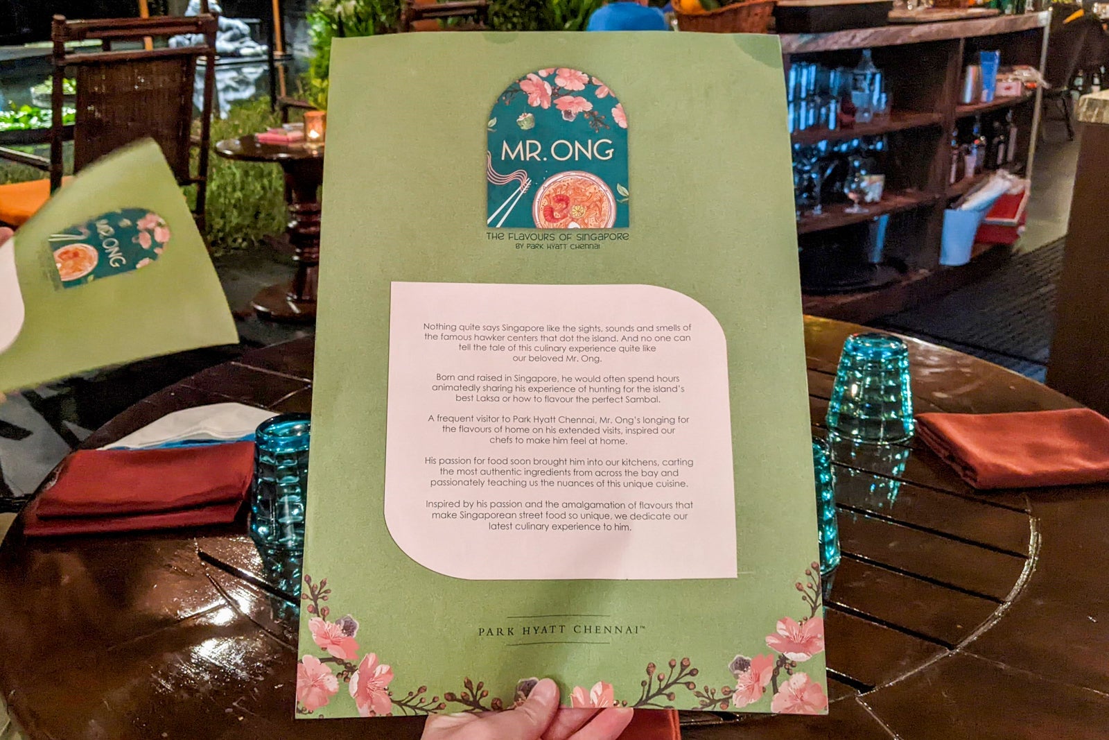 Mr. Ong at the Park Hyatt Chennai