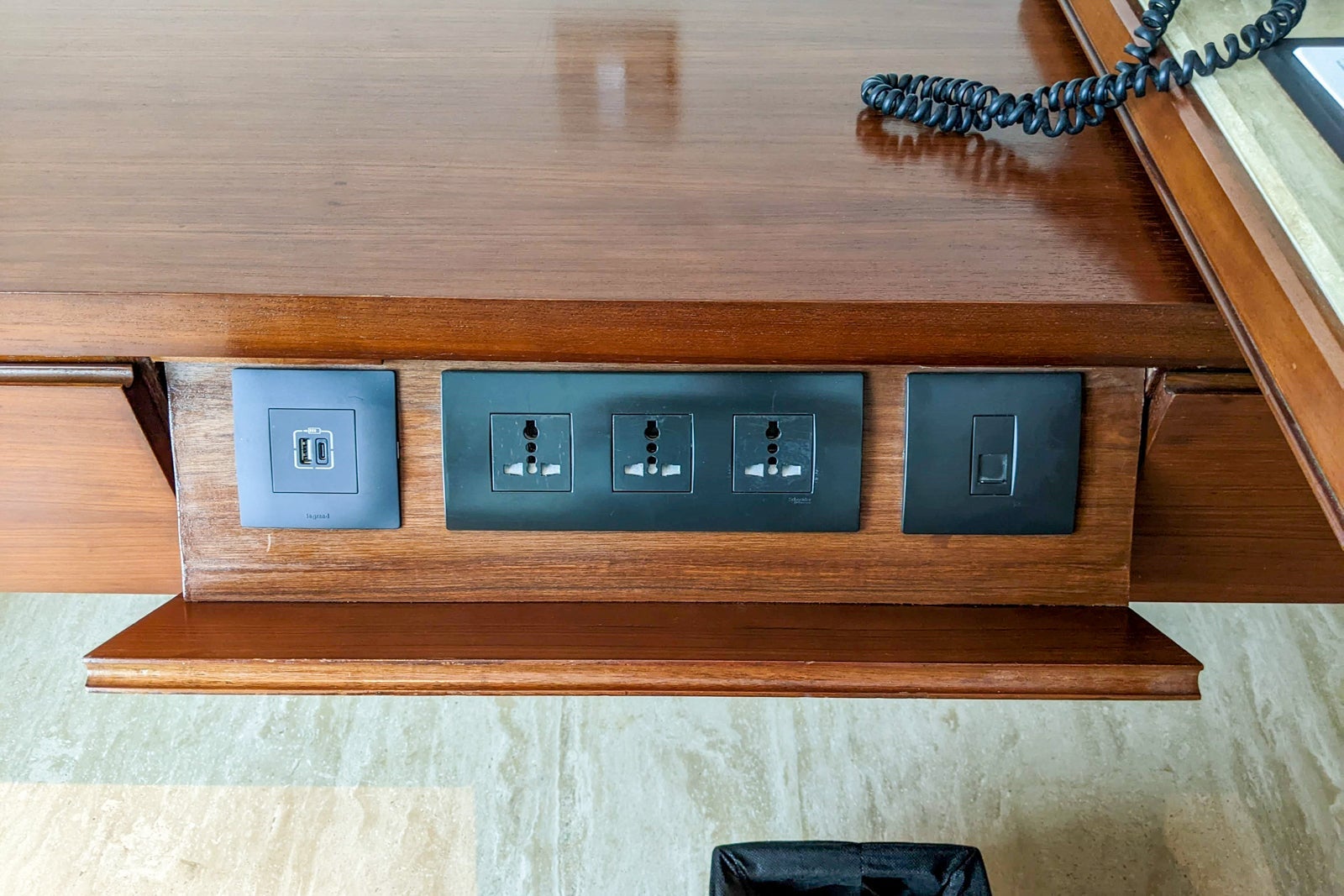 Desk outlets the Park Hyatt Chennai