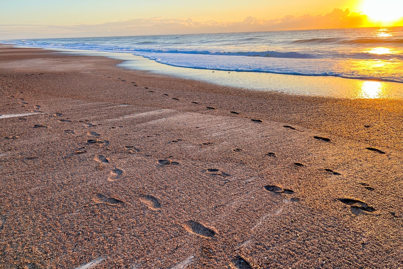 A sunrise walk on the beach at Fernandina Beach, Florida.