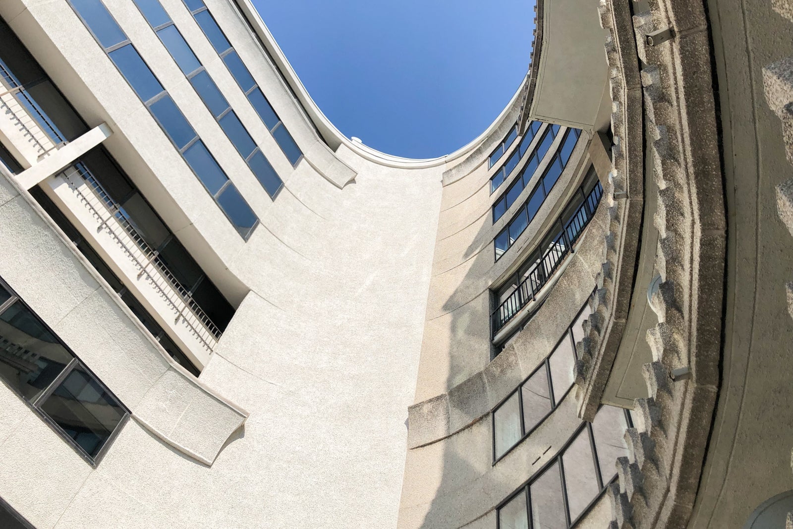 A look at the curved design of the Watergate complex from the Scandal Room's balcony.