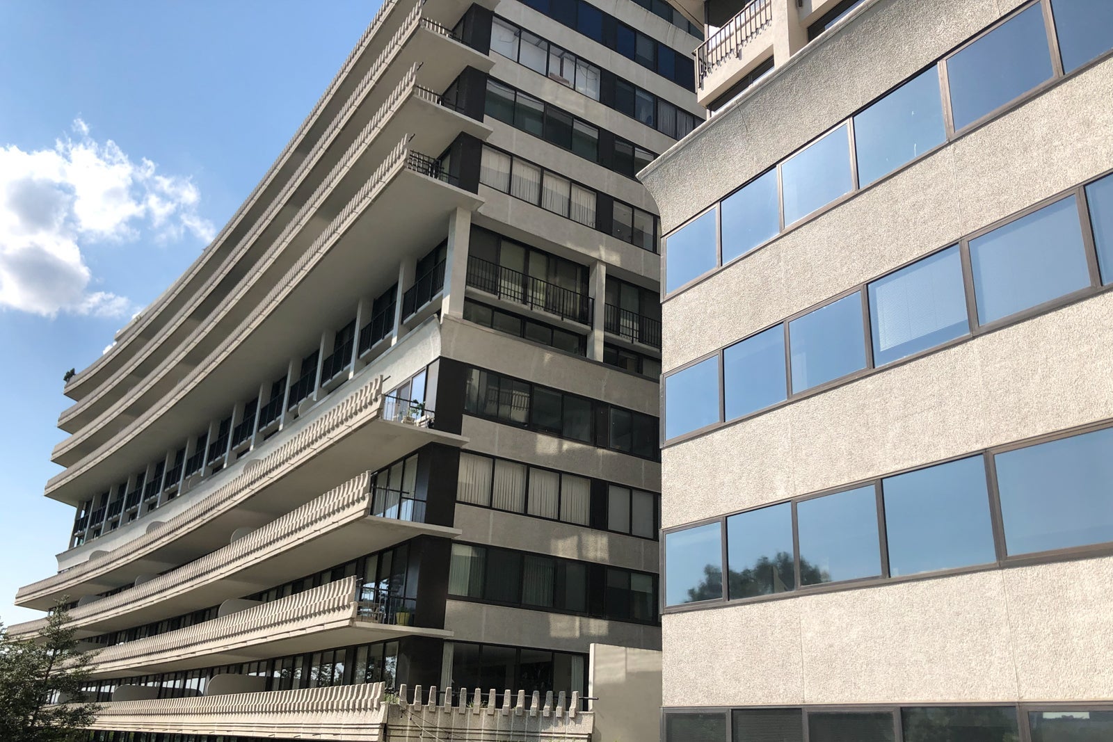 From The Watergate Hotel's Scandal Room balcony, you can see the office building where the break-in happened.
