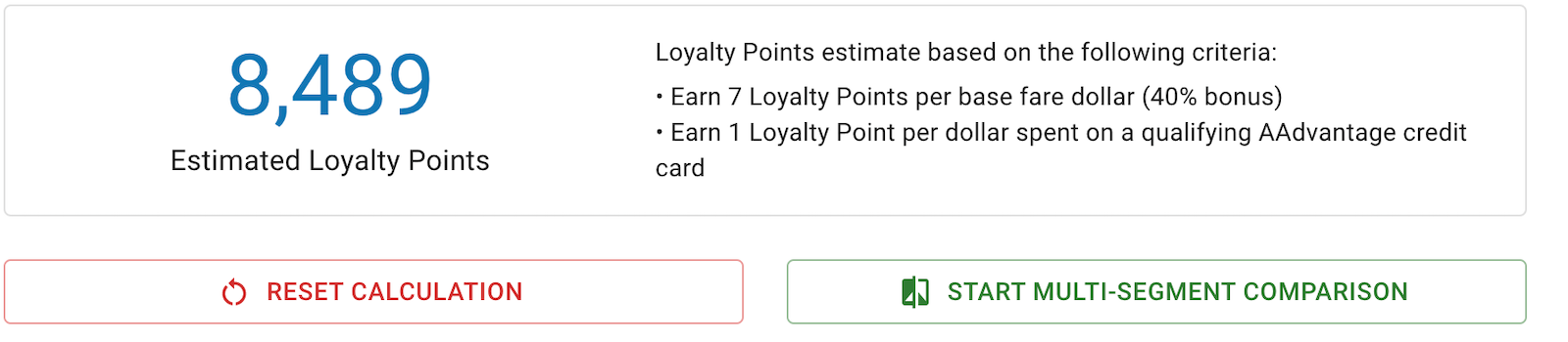 Loyalty pts estimate AA JFK LHR