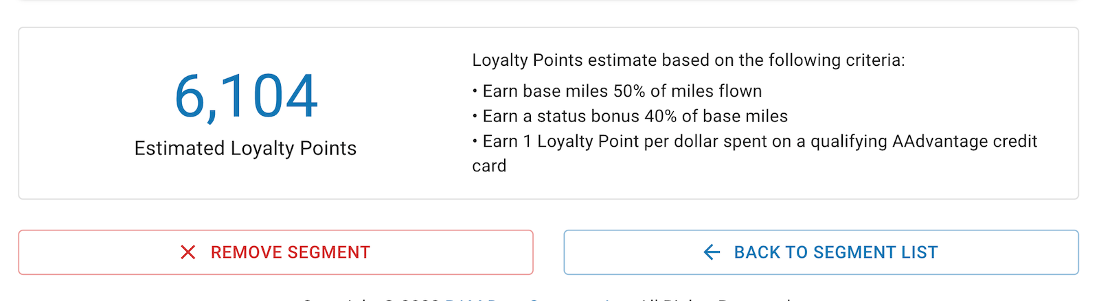 British Airways loyalty point calc