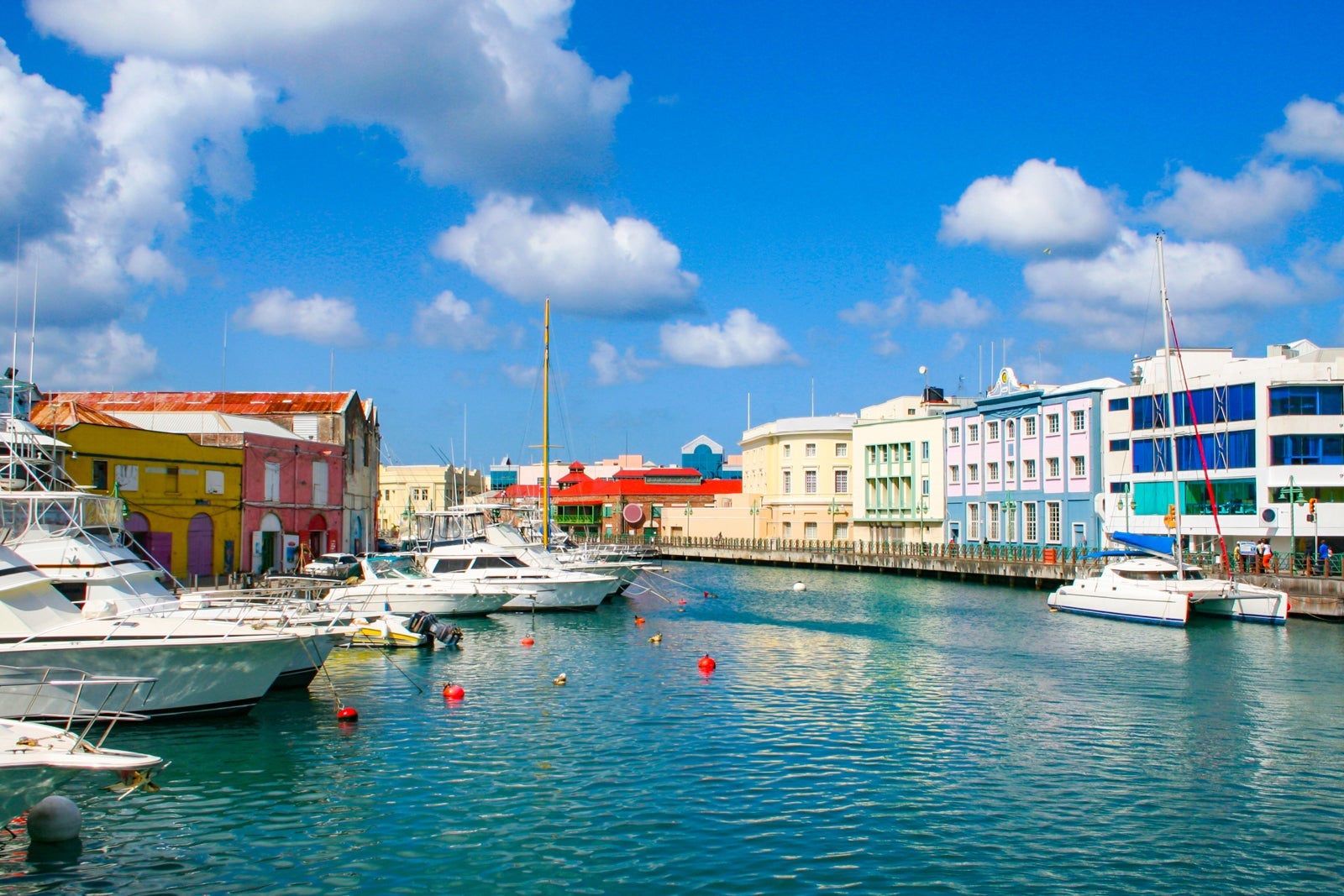 boats docked at Caribbean island