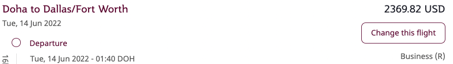 Booking a flight from DFW to DOH