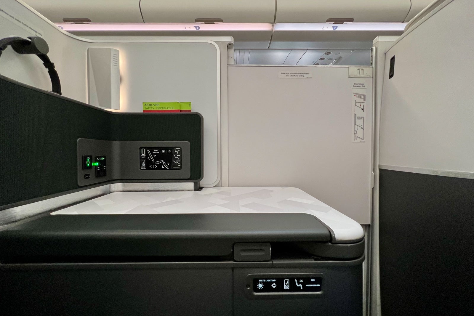 business-class seat door
