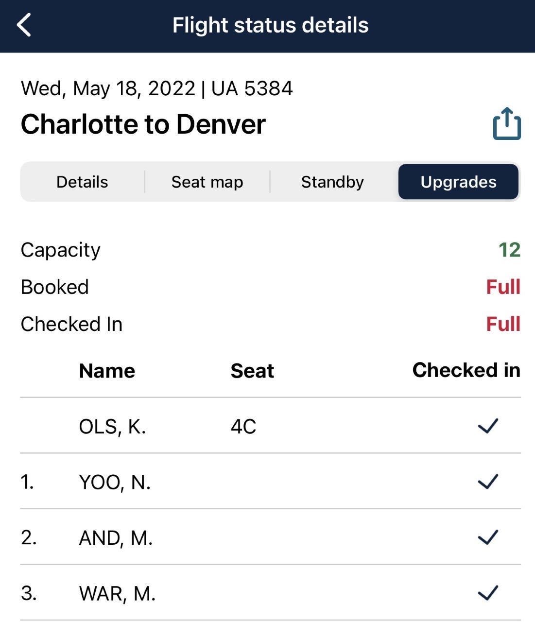 Getting an upgrade from CLT to DEN