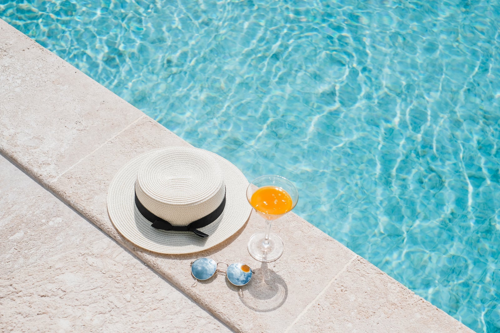 sunglasses by the pool
