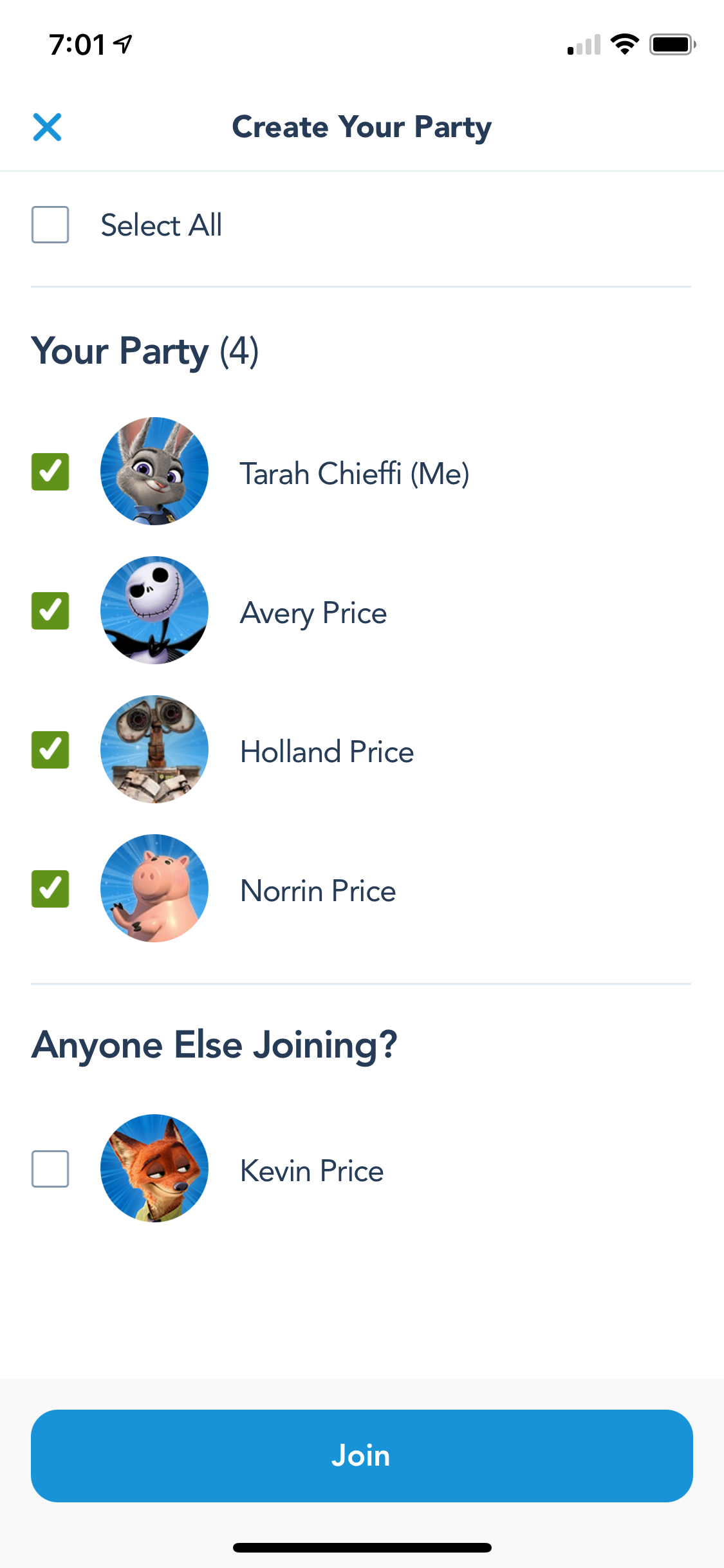 Screenshot of My Disney Experience app