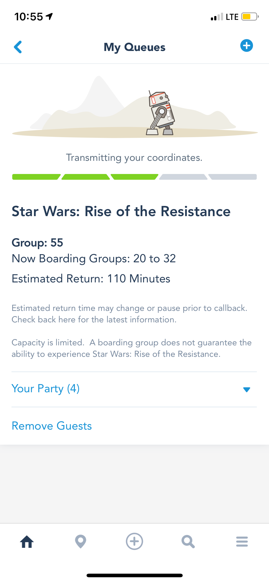 Screenshot of My Disney Experience app