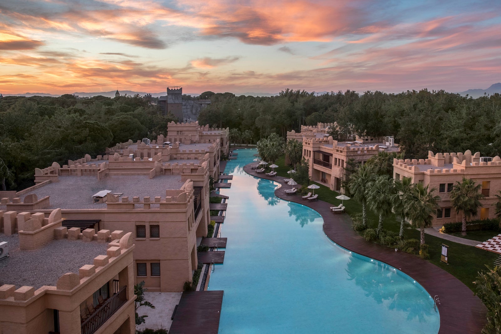 resort buildings near pool