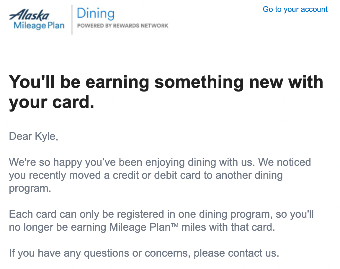 Your card has been transferred.