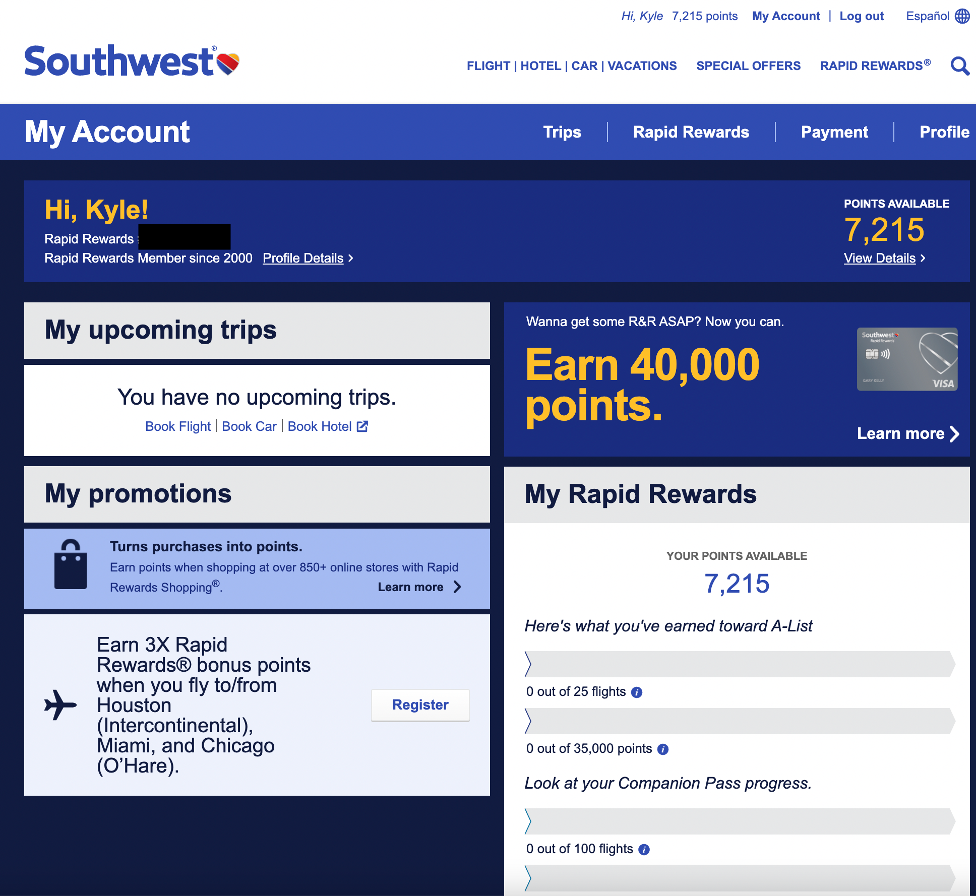 Southwest mileage promotion