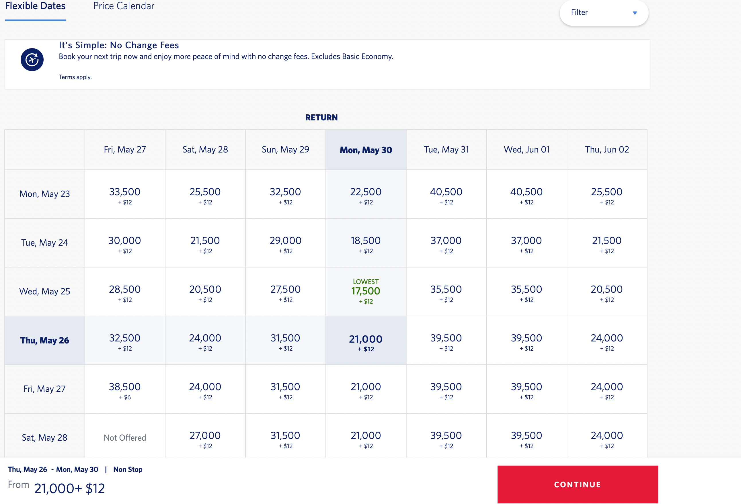screenshot of Delta flights