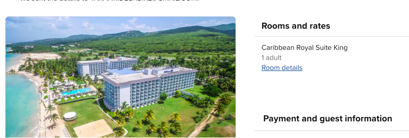 Screenshot of Hilton booking site