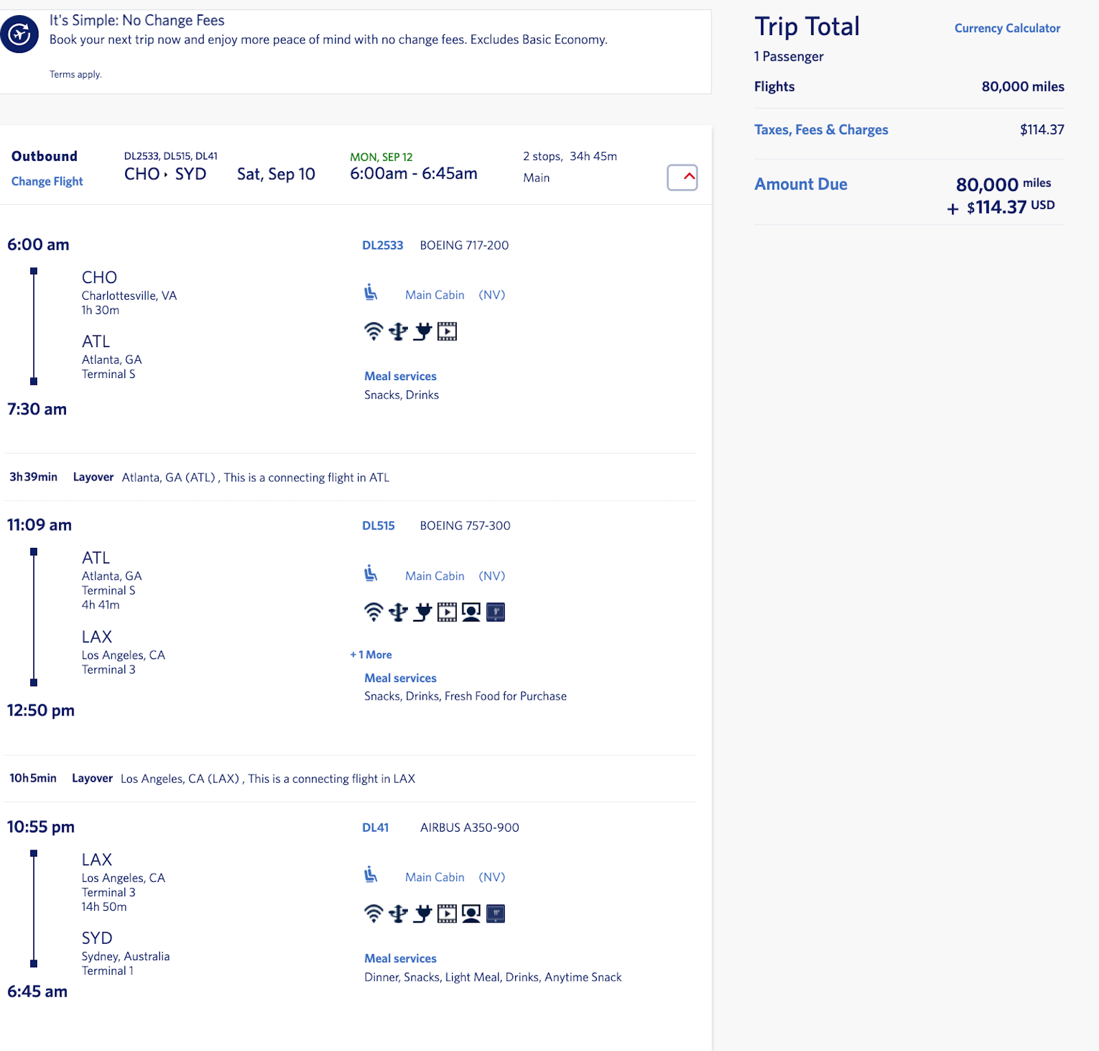 delta booking screenshot