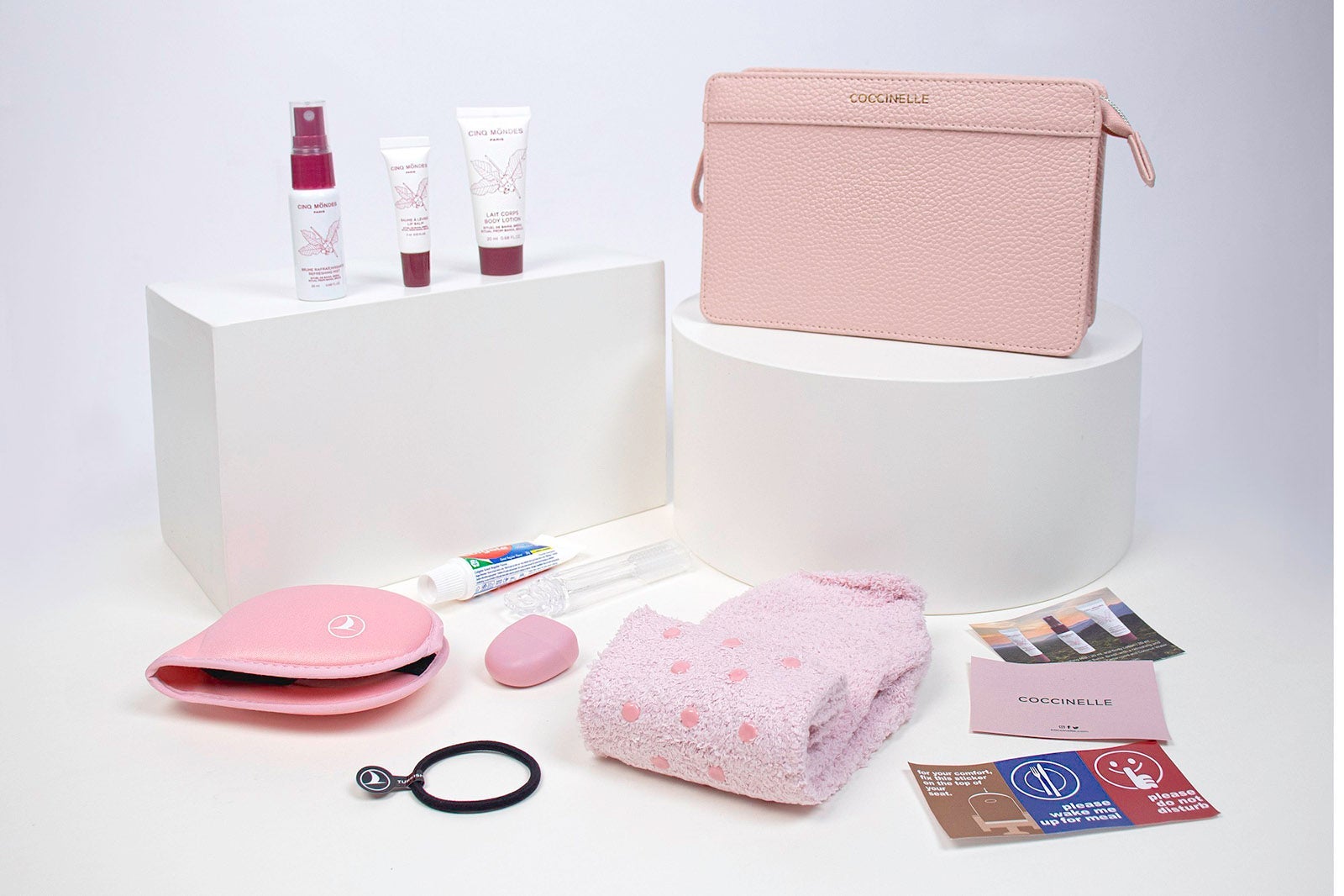 Turkish Airlines' Coccinelle business-class pink amenity kit