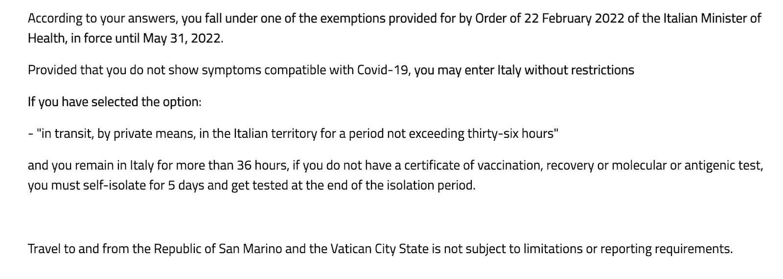 italy entry instructions