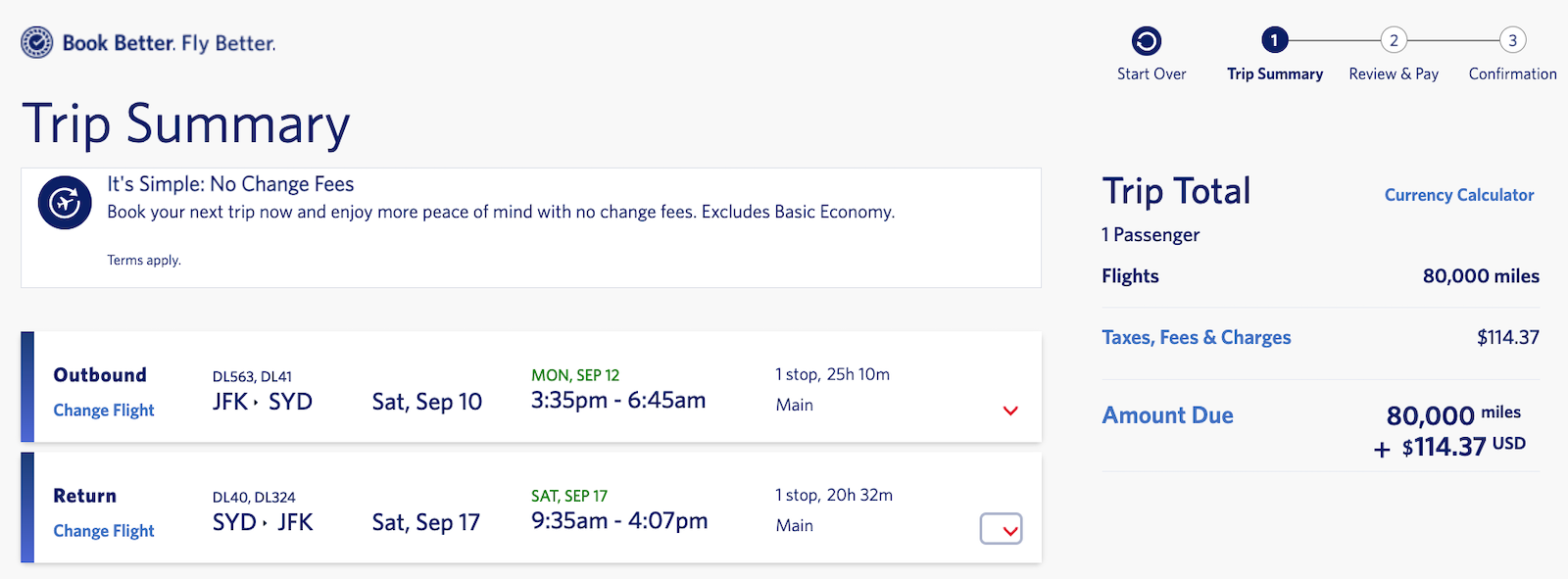 delta booking screenshot