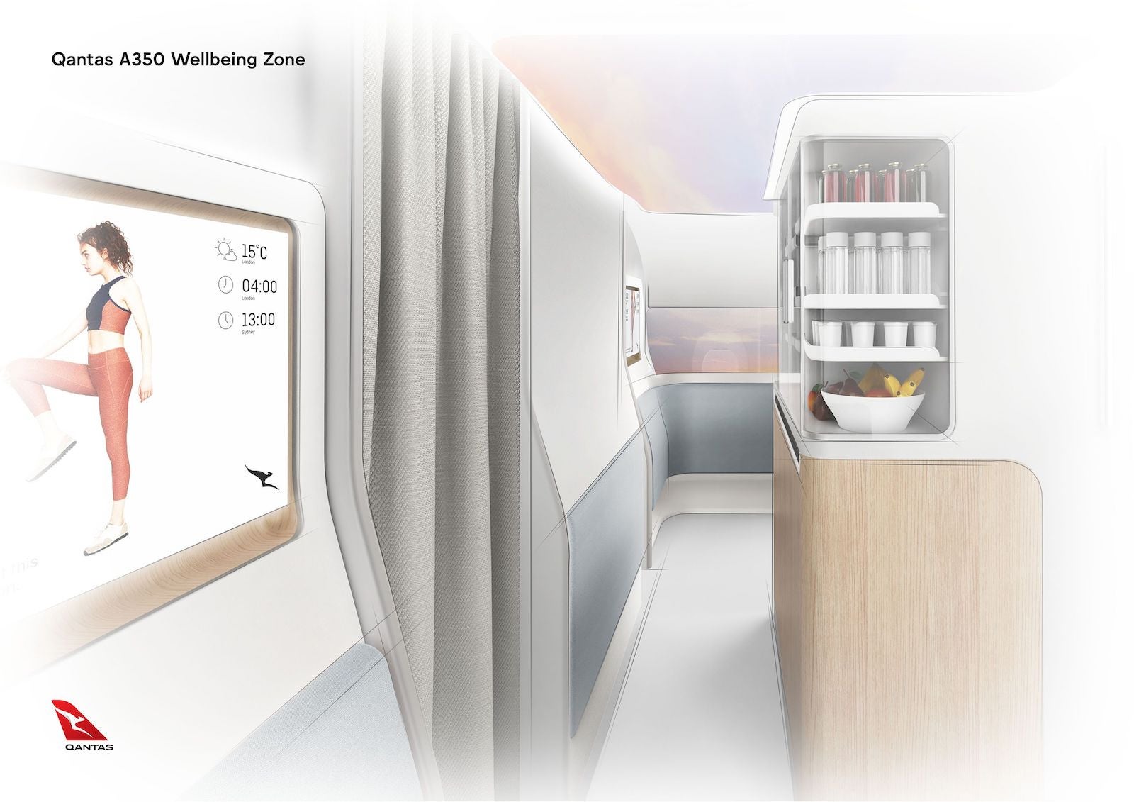 qantas wellbeing zone rendering